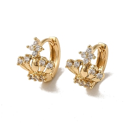 Crown Серьга-кольцо KC из позолоченной латуни с микропаве и фианитами, корона, 13x12 мм