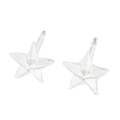 Clear Resin Stud Earring Findings, Star, Clear, 6.5x7mm, Pin: 0.8mm