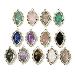 Смешанные камни Натуральные драгоценные камни ограненные конский глаз звенья, латунное покрытие стойки микро паве кубический цирконий соединительные подвески, золотые, 24.5x14.5x4.5 мм, отверстие : 1.2 мм