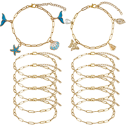 Золотой 12 шт. 304 браслеты из нержавеющей стали со скрепками для мужчин и женщин, золотые, 7-1/8~7-3/8 дюйм (18~18.8 см)