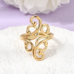 Настоящее золото 18K 304 открытые кольца-манжеты из нержавеющей стали для женщин, ионное покрытие (ip), реальный 18 k позолоченный, 26.5 мм, внутренний диаметр: 18 мм