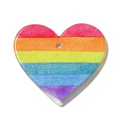 Сердце Радужные акриловые подвески гордости, Сердце Pattern, 28.5x31.5x2.3 мм, отверстие : 1.8 мм