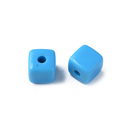 Deep Sky Blue Opaque Acrylic Beads, Cube, Deep Sky Blue, 12.5x12.5x12.5mm, Hole: 3.5mm, about 263pcs/500g