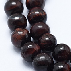Tiger Eye Natural Tiger Eye Bead Strands, Dyed & Heated, Round, Grade AB, 8mm, Hole: 1.2mm, about 48pcs/strand, 14.7 inch(37.5cm)