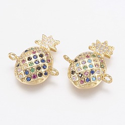 Золотой Латунные микро проложить кубических ссылки циркония, ананас, золотые, 17x15.5x3.5 мм, отверстие : 1 мм