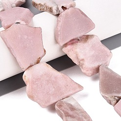 Pink Opal Natural Pink Opal Slice Beads Strands, Nuggets, 21~42x17~37x4~7mm, Hole: 0.5~1.4mm, about 12~13pcs/strand, 14.57~15.75 inch(37~40cm)