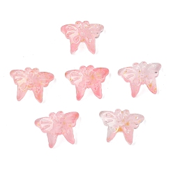 Pink Стеклянные бусины, бабочка, с золотой порошок, розовые, 13x17.5x3 мм, отверстие : 1.4 мм, Около 1063 шт / 1000 г