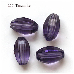 Темно-синий  Шифер Имитация Австрийские кристаллические шарики, класс AAA, граненые, овальные, темно-синий, 6x9.5 мм, отверстие : 0.7~0.9 мм