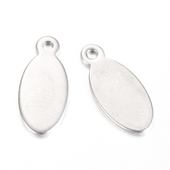 Stainless Steel Color Tarnish Resistant 201 Stainless Steel Stamping Blank Tag Pendants, Oval, Stainless Steel Color, 16x7x1mm, Hole: 1mm