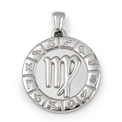 Дева 304 подвески из нержавеющей стали, плоские круглые с созвездием, золотые, анти-тускнение, Дева, 28x25x2.5 мм, отверстие : 4.5x3.5 мм