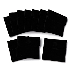 Черный Квадратные бархатные ювелирные сумки, на кнопках, чёрные, 6.7~7.3x6.7~7.3x0.95 см