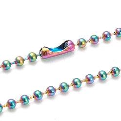 Rainbow Color Ионное покрытие (ip) 304 ожерелья из нержавеющей стали с шариковыми цепями, с разъемами мяч цепи, Радуга цветов, 29.53 дюйм (75 см), бусины : 2.4 мм
