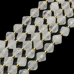 Хрусталь Природных кристаллов кварца бисер нитей, граненые, ромб, 8~8.5x8~8.5 мм, отверстие : 1 мм, около 37 шт / нитка, 15.35'' (39 см)