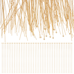 Настоящее золото 18K 150шт. 304 штифты с шаровой головкой из нержавеющей стали, реальный 18 k позолоченный, 70x0.5 мм, Руководитель: 2 mm