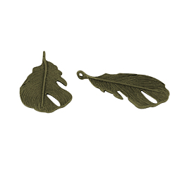 Античная Бронза Тибетский стиль сплава перо крупные кулоны, без кадмия, без никеля и без свинца, античная бронза, 49x23x1 мм, отверстие : 3.5 мм