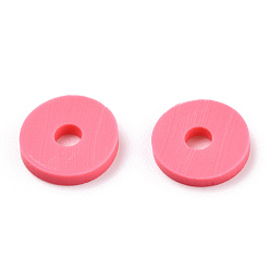 Salmon Eco-Friendly Handmade Polymer Clay Beads, Disc/Flat Round, Heishi Beads, Salmon, 6x1mm, Hole: 2mm, about 23500pcs/1000g