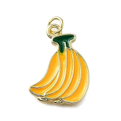 Банан Латунь эмаль подвески, стойки покрытие, долговечный, без свинца и без кадмия, реальный 18 k позолоченный, банан, 23x16x2 мм, отверстие : 3 мм