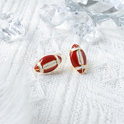 Rugby 304 из нержавеющей стали серьги, с эмалью, серия мячей, золотые, регби, 16x9 мм