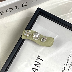 Темный Морско-зеленый Волнообразные заколки для волос из ткани и железа для женщин и девочек, с пластиковой имитацией жемчуга, темно-зеленый, 50x15 мм