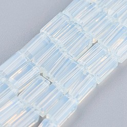 Прозрачный Стеклянные бусины, имитация нефрита, граненые, кубоид, прозрачные, 6.5~7x3~3.5x3~3.5 мм, отверстие : 0.5 мм, около 80 шт / нитка, 20.6~22 дюйм (52.5~56 см)