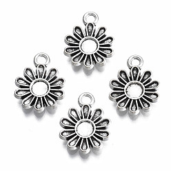 Античное Серебро Оправы для подвески из сплава в тибетском стиле для эмали, без кадмия и без свинца, цветок, античное серебро, 15x11.5x2 мм, отверстие : 1.8 мм, Около 1350 шт / 1000 г