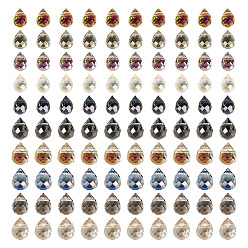 (52) Непрозрачная лаванда 100шт 2 стили прозрачные гальванические стеклянные бусины, граненые, каплевидная капля с просверленным верхом, с полным покрытием цвета радуги, разноцветные, 8~11x6~8 мм, отверстие : 0.8~1 мм, около 10 шт. / стиль