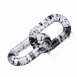 Black Transparent Acrylic Linking Rings, Quick Link Connectors, for Cable Chains Making, Oval, Black, 27x16.5x4mm, Inner Diameter: 7.5x18mm