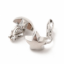 Платина Серьги-клипсы из сплава, с горизонтальными петлями, звезда, платина, 17x13x10 мм, отверстие : 1.2 мм