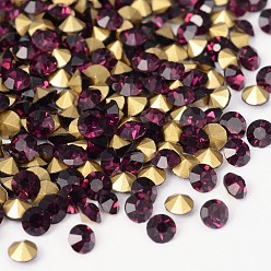 Amethyst Back Plated Grade A Diamond Glass Pointed Rhinestone, Amethyst, 2.7~2.8mm, about 1440pcs/bag