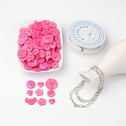 Hot pink Kostenlose Tutorial DIY Schmuck-Sets für Braceletmaking, Acryl-Misch Tasten, Kupferdraht und Eisen Armbänder, hot pink, 205 mm
