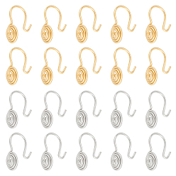 Golden & Stainless Steel Color 32Pcs 2 Colors 304 Stainless Steel Vortex Cuff Earrings, Wire Wrap Non Piercing Earrings for Women, Golden & Stainless Steel Color, 14.5x7.5mm, Pin: 0.8mm, 16pcs/color
