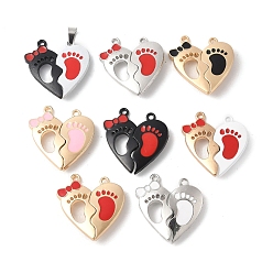(52) Непрозрачная лаванда Магнитные разделенные подвески из сплава, окрашенные распылением, прелести для пар, в форме сердца с ножкой, разноцветные, 28x28x6 мм, отверстие : 1.6 мм