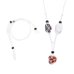 Белый Регулируемый плетеный нейлоновый шнур макраме мешочек изготовление ожерелья, сменный камень, со стеклянными бусинами, белые, 18-7/8 дюйм (48 см)