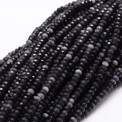 Темно-синий  Шифер Окрашенная натуральная малайзия жадеит бусины пряди, граненые, темно-синий, 3x2 мм, отверстие : 1 мм, около 154 шт / нитка, 14.3 дюйм