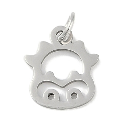 (461) Высокий Металлик Виноград Не тускнеющие 304 подвески из нержавеющей стали, двенадцать талисманов по китайскому зодиаку, с целью перехода в кольце, крупный рогатый скот, 13x11x0.9 мм, отверстие : 3.1 мм