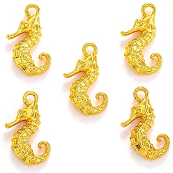 Золотой Подвески из сплава , морской конек, золотые, 22x14 мм, отверстие : 2 мм