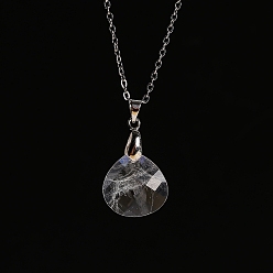 Хрусталь Ожерелья с подвесками-каплями из натуральных кристаллов кварца, колье из нержавеющей стали для женщин, 19.69 дюйм (50 см)