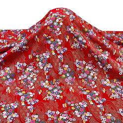 FireBrick Japanese-style Cotton Fabric, Clothing Accessories, Flower Pattern, FireBrick, 1000x1500x0.3mm