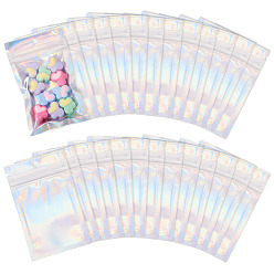 Прозрачный 60шт. прямоугольные пластиковые пакеты с застежкой-молнией и блестками, закрывающиеся сумки, прозрачные, 10x6 см, отверстие : 8 мм, односторонняя толщина: 2.7 мил(0.07мм)