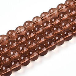 Сиена Краска для выпечки, прозрачные стеклянные бусины, нити, круглые, цвет охры, 8~8.5 мм, отверстие : 1.4 мм, около 102~104 шт / нитка, 29.92~30.31 дюйм (76~77 см)