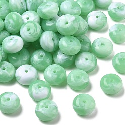 Light Green Two Tone Acrylic Beads, Imitation Gemstone Style, Rondelle, Light Green, 19.5x11mm, Hole: 2.5mm, about 165pcs/500g