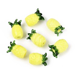 Шампанско-Желтый Бусины лэмпворк , ананас, шампанское желтый, 19~20x15.5~18x15.5~18 мм, отверстие : 1.6~1.8 мм