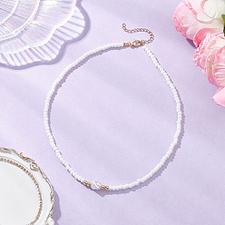 Белый Ожерелья из пластиковой имитации жемчуга Кеши и круглых стеклянных бусин для женщин, золотые, белые, 16.81 дюйм (42.7 см)