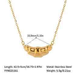 Настоящее золото 18K Лето 304 ожерелья с подвеской в виде круассана из нержавеющей стали для женщин, реальный 18 k позолоченный, 16.73 дюйм (42.5 см)