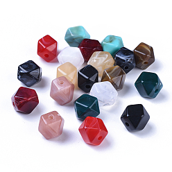 Mixed Color Acrylic Beads, Imitation Gemstone Style, Polygon, Mixed Color, 11.5x10x10mm, Hole: 2mm, about 428pcs/500g