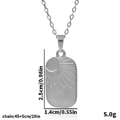 Серебро 304 Женские ожерелья из нержавеющей стали с подвеской в виде прямоугольника и солнца, серебряные, 17.72 дюйм (45 см)