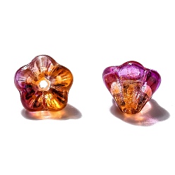 Оранжево-Красный Прозрачные бусины из чешского стекла, два тона, цветок, оранжево-красный, 8.5x6.5 мм, отверстие : 1 мм, около 237~243 шт / упаковка