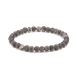 Natural Agate Round Natural Agate Stretch Beaded Bracelets, Inner Diameter: 2-1/4 inch(5.6cm), Beads: 6mm