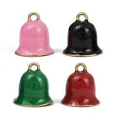 (52) Непрозрачная лаванда 304 из нержавеющей стали шармы эмали, колокольчик, ионное покрытие (ip), реальный 18 k позолоченный, разноцветные, 14x13.5x13 мм, отверстие : 1.8 мм
