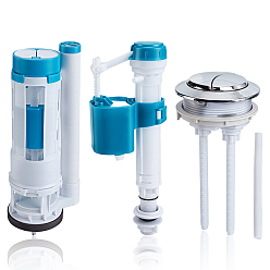 Deep Sky Blue ABS Toilet Tank Fill Valve & Flush Valve Kit, Column, Deep Sky Blue, 245x89.5x51mm